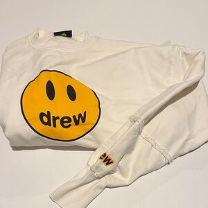 Drew House Cream Sweatshirt with Yellow Logo